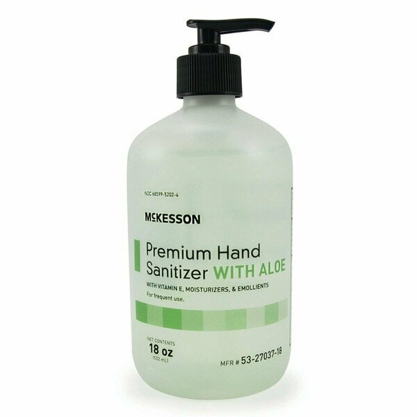 Mckesson Premium Hand Sanitizer with Aloe, 18 oz, Gel, Pump Bottle, 12PK 53-27037-18
